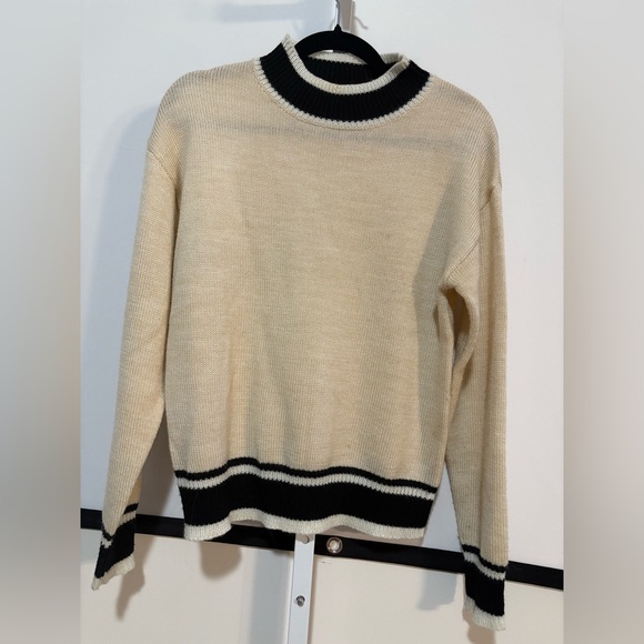 Lovers + Friends Cream and Black Crewneck Sweater - Picture 3 of 4